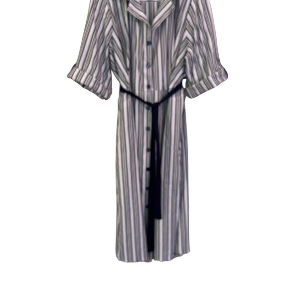 Mlle Gabrielle Striped Belted Shirt Dress Size Large - Picture 2 of 12